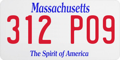 MA license plate 312PO9