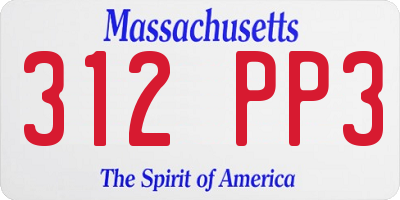 MA license plate 312PP3