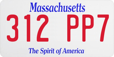 MA license plate 312PP7