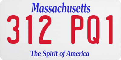 MA license plate 312PQ1