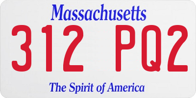 MA license plate 312PQ2