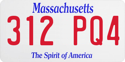 MA license plate 312PQ4