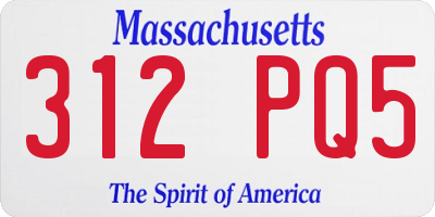 MA license plate 312PQ5