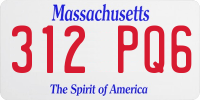 MA license plate 312PQ6