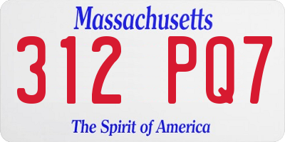 MA license plate 312PQ7