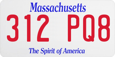 MA license plate 312PQ8