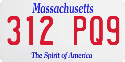 MA license plate 312PQ9
