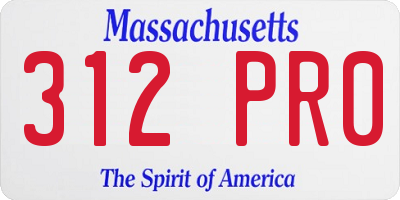 MA license plate 312PR0