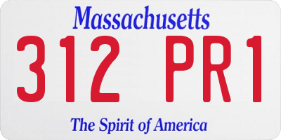 MA license plate 312PR1
