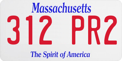 MA license plate 312PR2