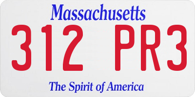 MA license plate 312PR3