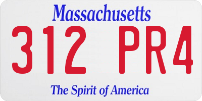 MA license plate 312PR4