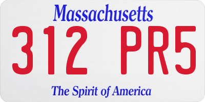 MA license plate 312PR5