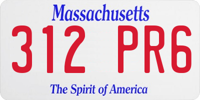 MA license plate 312PR6