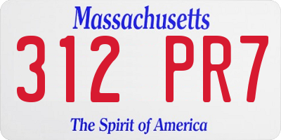 MA license plate 312PR7
