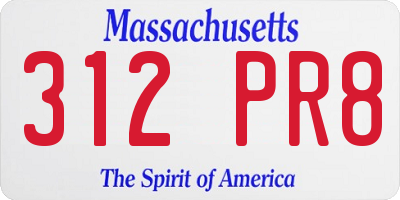 MA license plate 312PR8