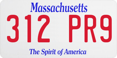 MA license plate 312PR9