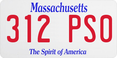 MA license plate 312PS0