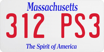 MA license plate 312PS3
