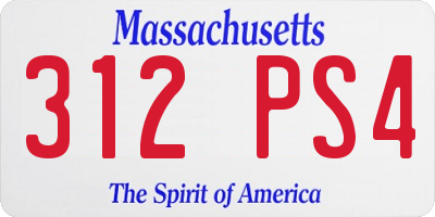 MA license plate 312PS4
