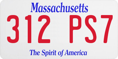 MA license plate 312PS7