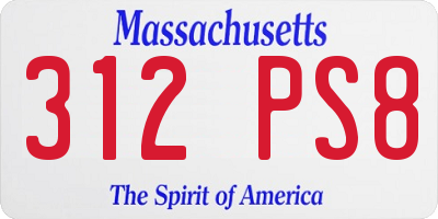 MA license plate 312PS8