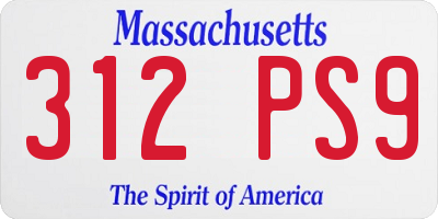 MA license plate 312PS9