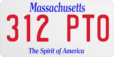 MA license plate 312PT0