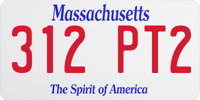 MA license plate 312PT2