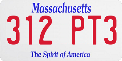 MA license plate 312PT3