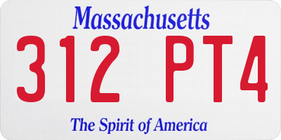 MA license plate 312PT4
