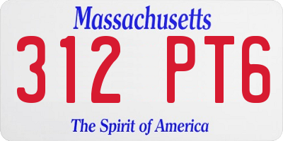 MA license plate 312PT6