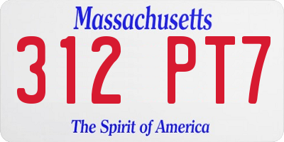 MA license plate 312PT7