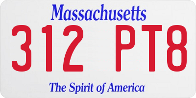 MA license plate 312PT8