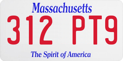 MA license plate 312PT9