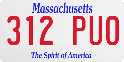 MA license plate 312PU0