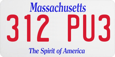 MA license plate 312PU3