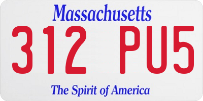 MA license plate 312PU5