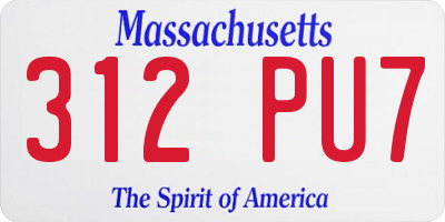 MA license plate 312PU7