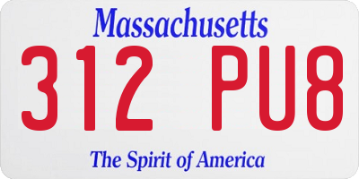 MA license plate 312PU8