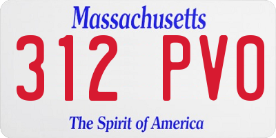 MA license plate 312PV0