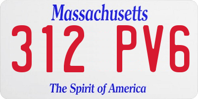 MA license plate 312PV6