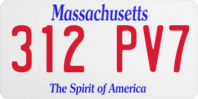 MA license plate 312PV7