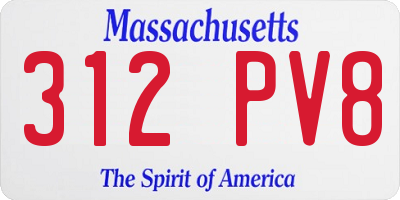 MA license plate 312PV8