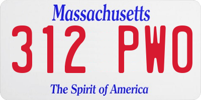 MA license plate 312PW0
