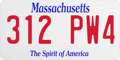 MA license plate 312PW4