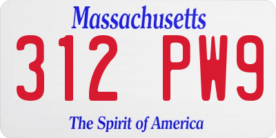 MA license plate 312PW9