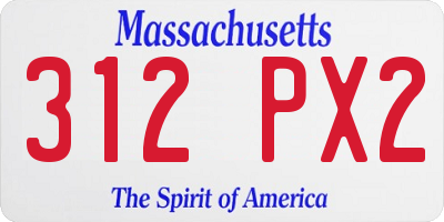 MA license plate 312PX2
