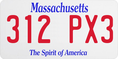 MA license plate 312PX3