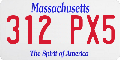 MA license plate 312PX5